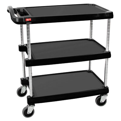 CART, UTILITY, 3 SHELF BLACK, PLASTIC